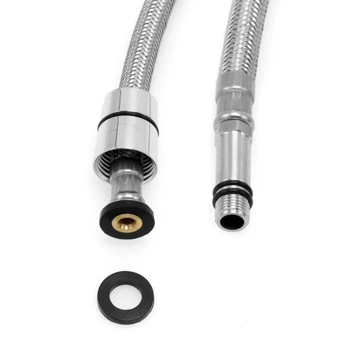 Inless Tuyau de robinet de cuisine en acier 50/60/70/80 cm, F1/2 M10 x 1, tuyau d'alimentation en eau, argenté, 1 pièce