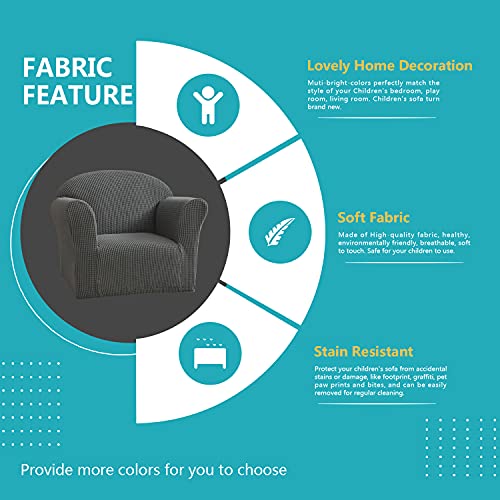 Housse de canapé pour enfants élastique et extensible gris foncé