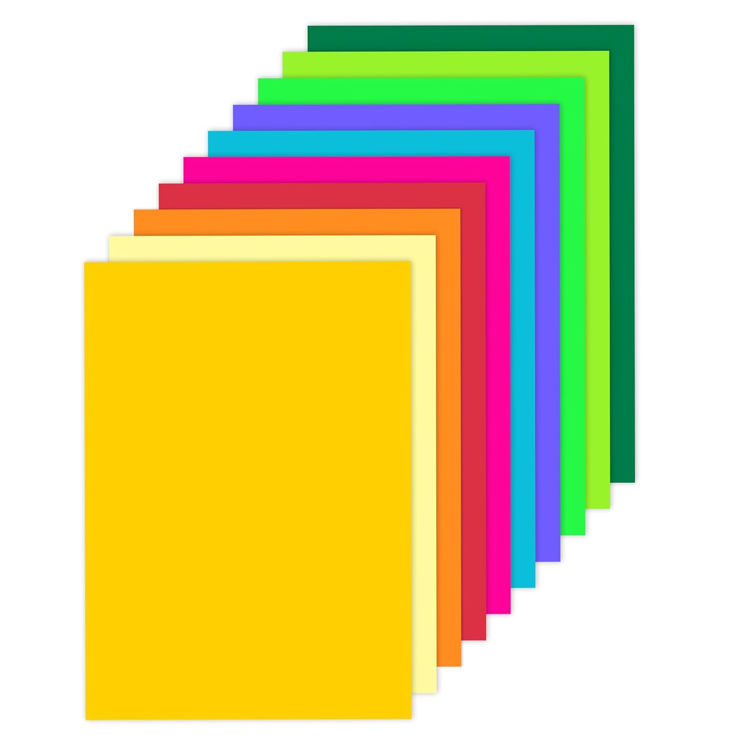 Lakeer Letter Size Colored Paper – 50 Sheets (10 Colors, 5 Each), 180 GSM Thick – Bold & Vibrant Printer Paper for Inkjet & Laser Printing, DIY, Crafts, Office & School Use
