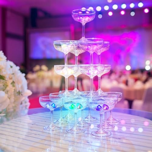 CYIOU 12 Stück Leuchtende Eiswürfel Diamant Led Eiswürfel Leuchtwürfel Badewanne Led Eiswürfel für Bars Partys Hochzeiten Clubs Champagner -Turmdekorationen Partybeleuchtung
