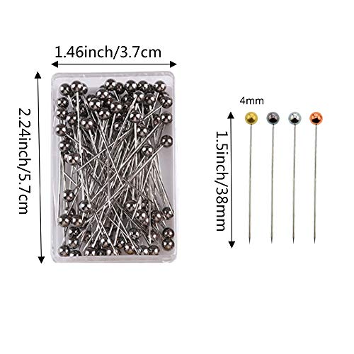4Boxes Pearl Head Pins Sewing Pin Corsages Pins Straight Head Pins for Sewing Banquet Wedding Party Anniversary Decorations (1.5 Inch)
