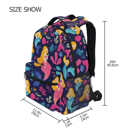 Mermaid Fish Coral Reef Blue Backpack for School Boys Girls Adults Kids Bookbag Laptop Bag 15L4
