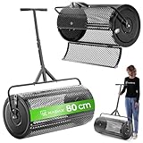 KADAX Kompoststreuer 100L mit feinmaschige Trommel, Streuwagen, Düngerstreuer aus Stahl, Gartenstreuer, Streuer mit höhenverstellbarem T-Griff, Handstreuer