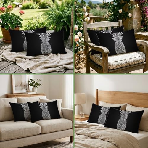 Housse coussin extérieur gris lin imperméable décoratif 50x80 - 7