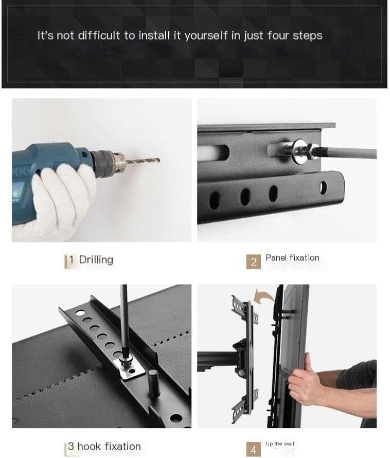 Large TV Wall Mount Bracket, Rotating for 26-90 Inch TVs, Heavy-Duty, Adjustable, Fits 37-80 Inch Screens, Secure and Space-Saving, Easy Installation