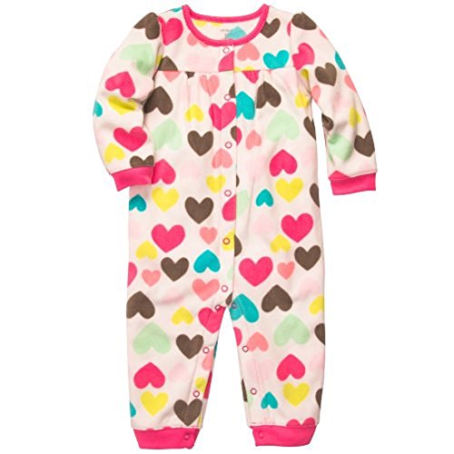 Carter's Baby Girls 1 Piece Fleece Jumpsuit Coverall 12 Months Rainbow Hearts