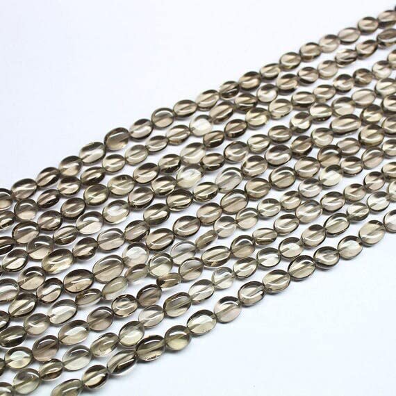 Quartz fumé naturel perles intercalaires ovales de 7mm 8mm LKBEADS