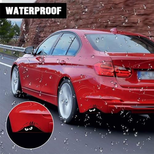 WJRQD 2 Stück Cartoon Funny Peeking Monster aus Vinyl, selbstklebend, Peeking Monster gruselige Augen Autoaufkleber Peeking Elf Decal Wasserdicht Lächeln und Angry Schwarz Aufkleber (schwarz)