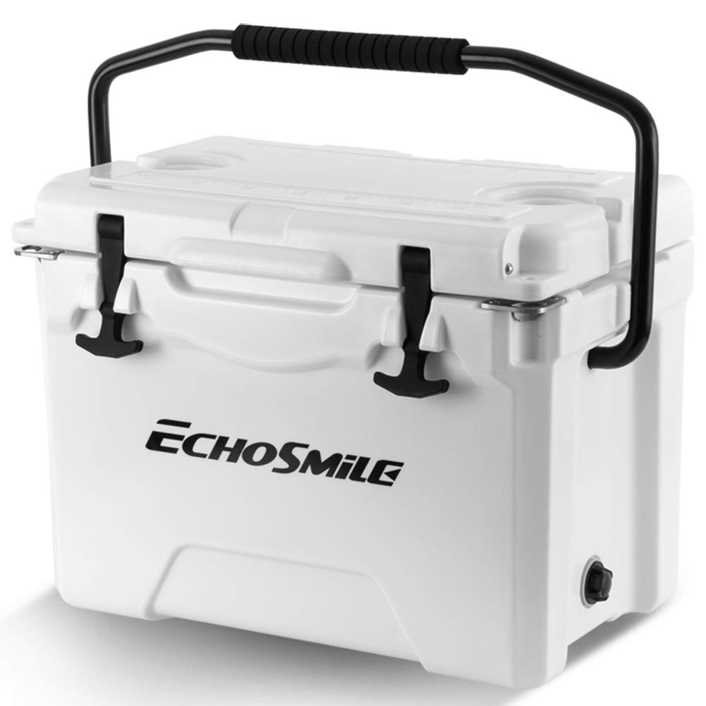 Photo 1 of EchoSmile 25/30/35/40/75 Quart Rotomolded Cooler, 5 Days Protale Ice Cooler, Ice Chest Suit for BBQ, Camping, Pincnic, and Other Outdoor Activities 25QT White