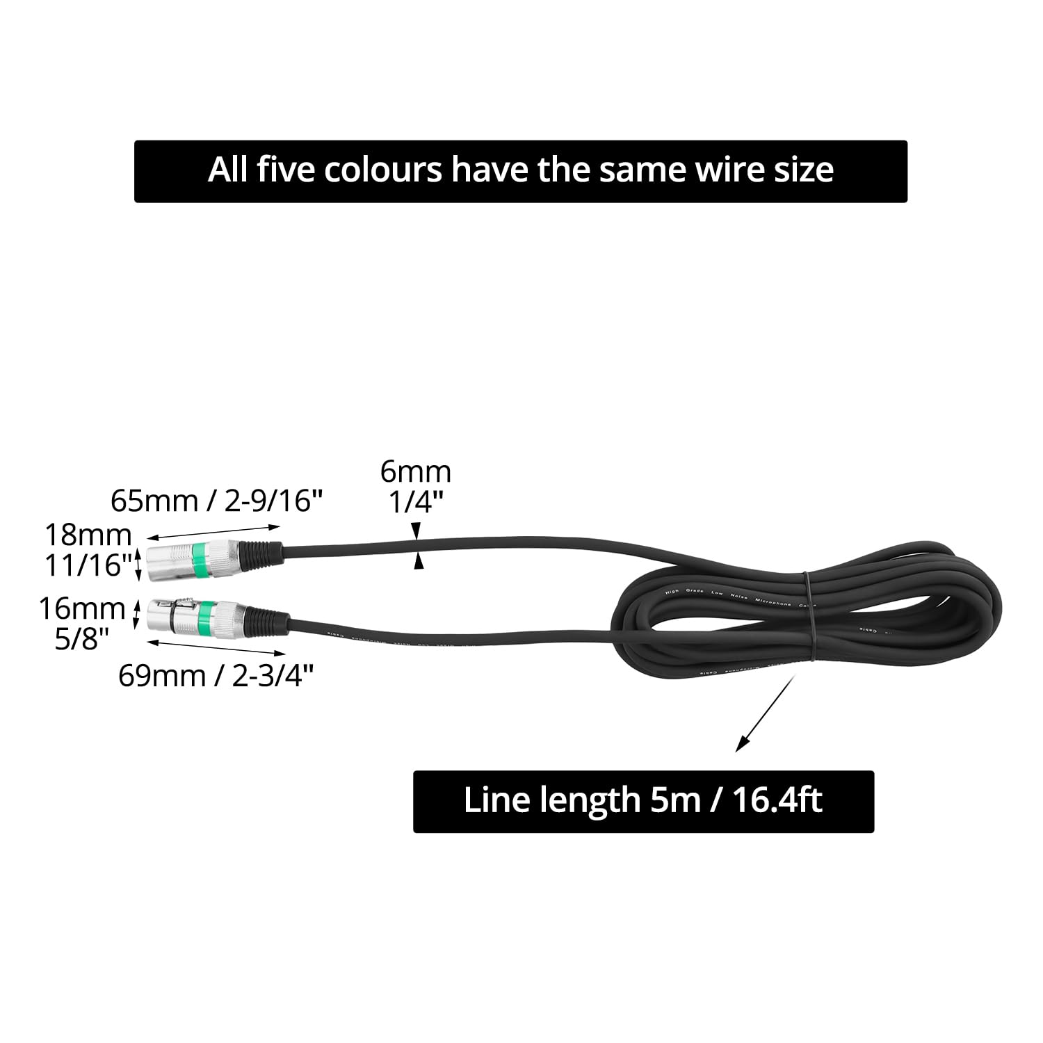 QWORK® 5 Pièces Câbles XLR 5M, Câble Microphone XLR 3 Broches Mâle vers Femelle, Câble XLR sans Interférence, pour Microphone, Haut-parleurs, Mixeur Audio