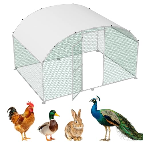 LZQ Enclos pour poulailler, 3 x 2 m, en métal galvanisé, avec toit, résistant à l'hiver et aux intempéries, pour lapins, canards, extérieur, pour petits animaux