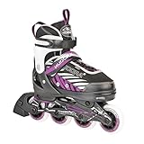 HUDORA Pattini in linea Mia nero/viola - misure 37-40 - Pattini in linea per bambini/ragazzi e adulti - Pattini a rotelle regolabili fino a 4 misure - Pattini a rotelle comodi e di stile