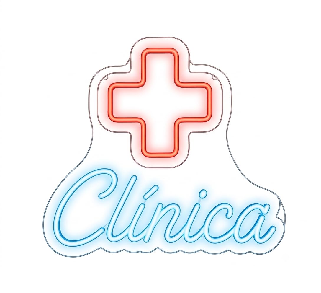 Letrero clínica urgencias Hospital Cartel Luminoso LED Escaparate, Decoración de Pared en Metacrilato, Luz Brillante, aproximadamente 60cm alimentación 12v