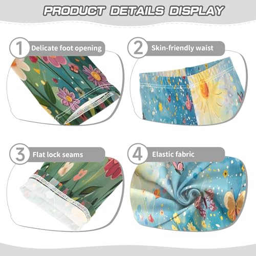 Bolaz Toddler Girls Leggings Printed Yoga Pants Leggings Sunshine and Butterflies for Kids3