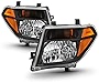 AKKON - Fits 2005-2008 Frontier 2005-2007 Pathfinder [Halogen Models] Black Headlights Replacement Left + Right Pair