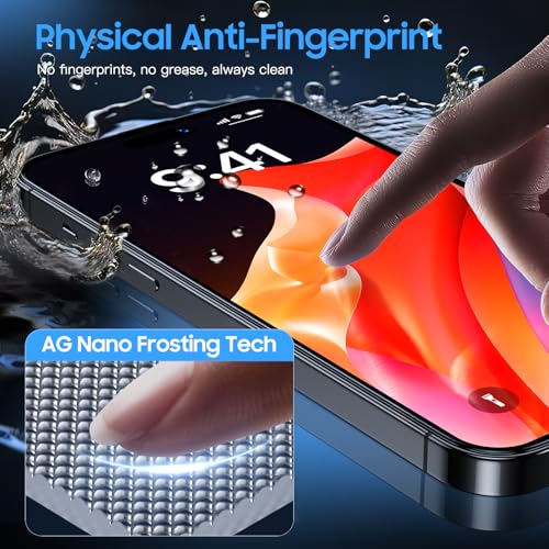 Image of Uyiton for iPhone 14 Pro Max Matte Screen Protector, Anti-Fingerprint [Easy to Install] Anti-Reflection Shatterproof Full Coverage [Case Friendly] Anti-Glare 9H Tempered Glass Screen Cover, 2 Packs
