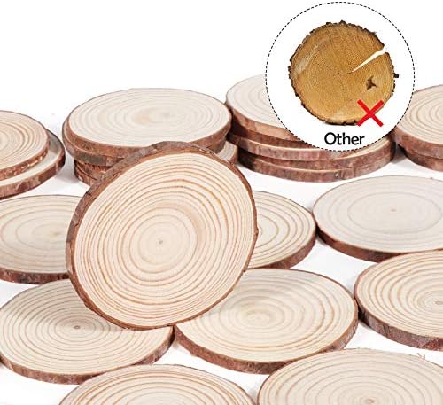 Wood Slices 7-8cm Unfinished Natural Wooden Circles 36Pcs Natural Log Wooden Circles for Art Creation DIY Crafts Wedding Decorations Christmas Ornaments