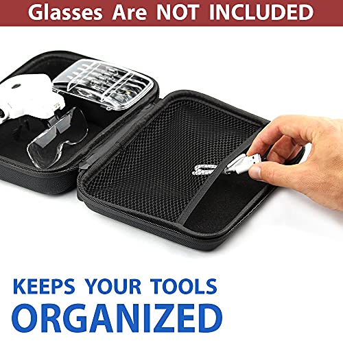 Vision Aid Carrying Case For Magnifying Glasses, 6 X 7 X 2 Inches Storage Case With Handle For Head Mount Hands Free Lighted Magnifier, Evo Travel Bag For Headband Magnification Eyeglasses #TOP4