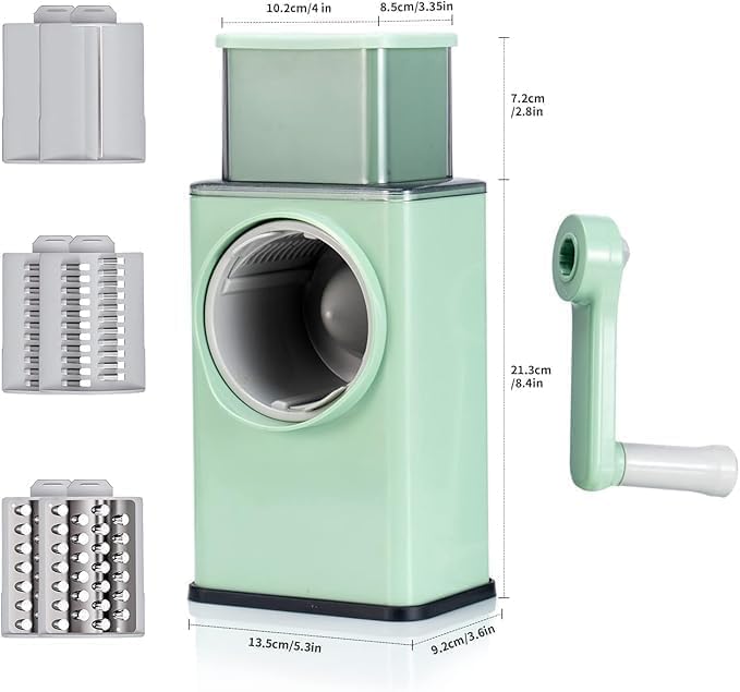 Image of Manual Vegetable Grater & Slicer, Multifunctional Rotary Drum Cutter, Cheese Grater, Salad Cutter, Vegetable Shredder, Mandoline Chopper, Salad Maker with Stainless Steel Blades