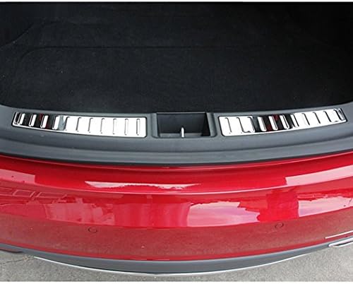 LMZX Model S Rear Trunk Bumper Protector Guard Rear Chrome Trim Insert Rear Trunk Chrome Sill Insert for Tesla Model S