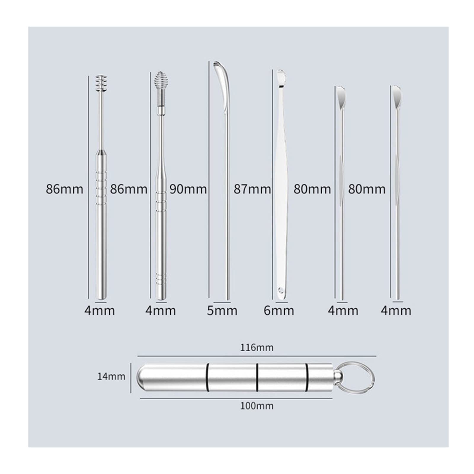 Ear Wax Removal Kit Ear Curette Cleaner Ear Pick Earwax Removal Tool 6 Pcs Stainless Steel Ear Wax Remover with Ear Cleaning Tool - Image 2