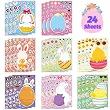 OHOME Easter Basket Stuffers - 24 Sheets Easter Crafts Stickers for Kids | DIY Happy Egg Bunny Easter Gifts Treats Games Toys Activities Decor Party Favor Supplies for Toddlers
