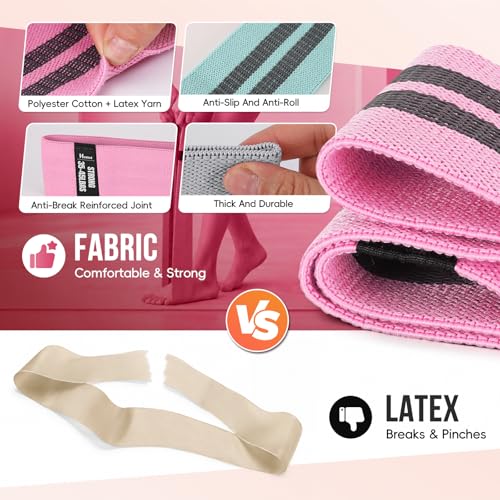 Image of Fabric Resistance Band Set with Exercise Guide, 3 Levels for Hip and Glute | For women and men; 3 resistance levels with an exercise guide for legs, squats, yoga, fitness, and physical therapy
