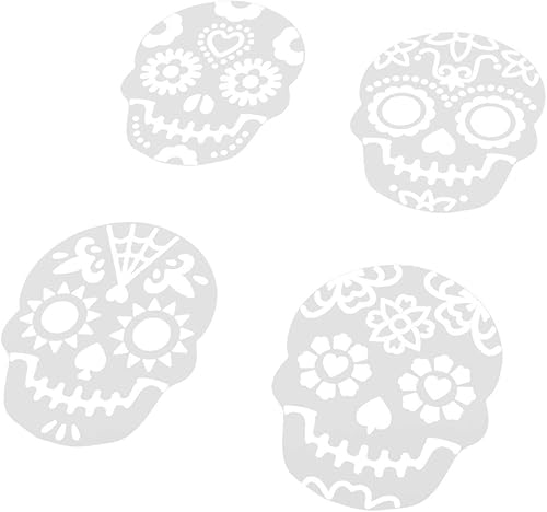 Miniatura 5 de 8 plantillas de pintura de calavera para Halloween, plantillas de pintura de plástico para niños, papel, vidrio, madera, paredes
