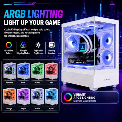 Image of Gaming Desktop PC Computer Liquid Cooled 12-Core Processor, GeForce RTX 4060 GDDR6, 64GB RAM, 512GB NVMe SSD + 1TB HDD, WiFi 6 & BT 5.4, 7x ARGB Fans, 650W PSU, Windows 11