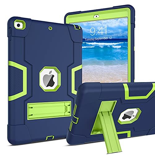 Bentoben Ipad 9Th Generation Case, Ipad 8Th Generation Case, Ipad 7Th Generation Case, 3 Layers Heavy Duty Rugged Shockproof Kickstand Protective Case For Ipad 10.2 Inch 2021/2020/2019,Dark Blue/Green #TOP11