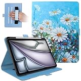 Dteck for iPad Air 13-inch Case 2024,iPad Case 12.9 inch Pro 6th/5th/4th/3rd Gen 2022/2021/2020/2018,Premium PU Leather Folio Stand Cover with Pencil Holder Auto Wake/Sleep Protective Cases,Daisy