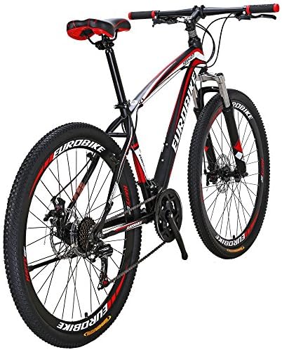 EUROBIKE 27.5 Inch Mountain Bike, HYX1 Bike for Men,21 Speed Womens Mountain Bicycle,Disc Brake 27.5 Inch 32-Spoke Wheel MTB Bicycles,BlackRed