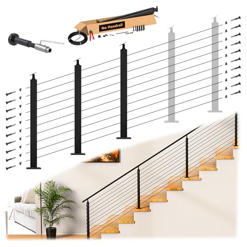 Zylorix 8-16FT Modular 36" Swageless Stair Cable Railing System Post Kit