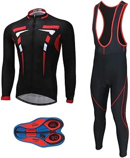 MOXILYN Men's Quick-Dry Cycling Jersey Set Road Bike Bicycle Shirt + Bib Pants with 9D Gel Padded MTB Riding Clothing kit