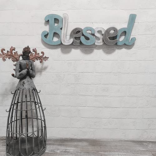Rustic Wood Blessed Sign Decorative Cutout Word Sign Wall Decor, Multicolor Wooden Blessed Word Sign Freestanding Block Letters Wall Mounted Wooden Words Decor, Multicolored (Blessed) #TOP3