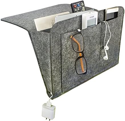Felt Bedside Caddy Bedside Storage Organizer Bed Caddy For Dorm Room, Bedroom, Hospital, Bunk Beds, Headboards- with 4 Pockets, Black
