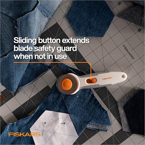 Fiskars Rotary Cutter, Titanium Carbide Blade 3x Harder Than Steel, Perfect for Fabric Felt & Vinyl, 45mm Precision Steel, 7mm Exposure, SoftGrip Ergonomic Handle, Multi-Angle Cutting by Fiskars - Image 2
