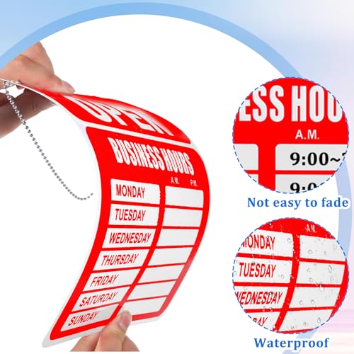 BOHUIZ 3Pcs Open Signs, Double Sided Business Hours Sign Kit for Glass Door or Window, Hang Open Sign Boards and Number Sticker Ideal Hours of Operation Signs for Business, Store or Office
