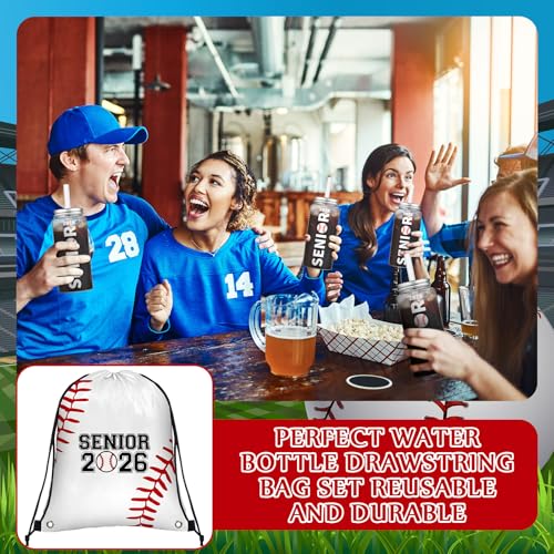 Skylety 12 Pcs Baseball 2026 Senior Night Gifts 6 Pcs 13.5 oz Plastic Baseball Cups with Lid and Straw and 6 Pack Drawstring Bags for Sports Team Gifts by Skylety - Used condition - Image 6