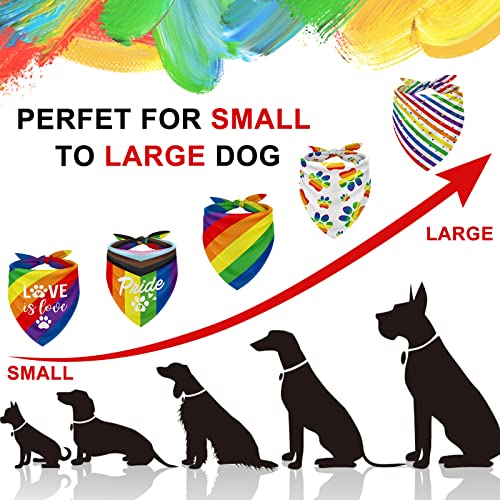 Whaline Rainbow Dog Bandanas Love Is Love Pride Triangle Bibs Dog Paw Pet Scarf Reversible Double-Sided Pet Neckerchief For Pride Day Small Medium Large Pet Cat Dog Costume Accessories, 5 Pack #TOP2