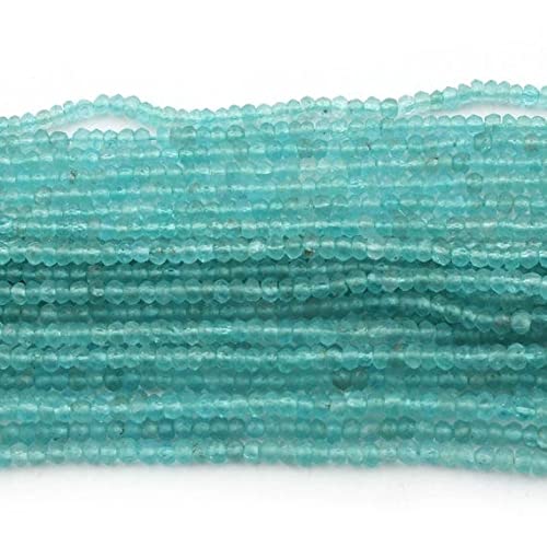 Aigue-marine perles rondelles 3-3.5mm facettées avec perçage central sur fil de 13 pouces