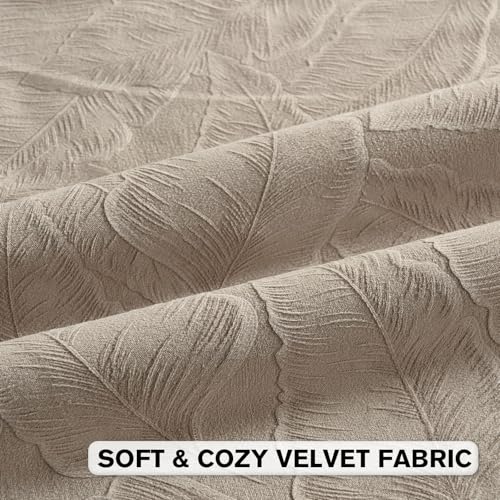 Image of FUTEI Pack of 2 Velvet Throw Pillow Covers 12x20 Inch Soft Embossed Leaf-Relief Textured Decorative Lumbar Pillowcases Modern Natural Farmhouse Accent for Couch Bed Living Room, Oatmeal