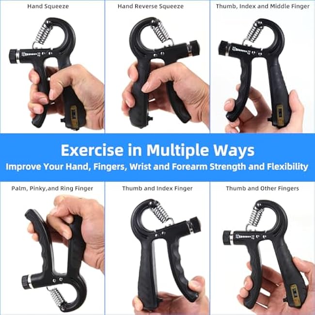 2PCS Grip Strength Trainer with 22-220Lbs (10-100kg) Adjustable Resistance, Hand Gripper, Forearm Strengthener, Finger Exerciser for Muscle Building and Injury Recovery