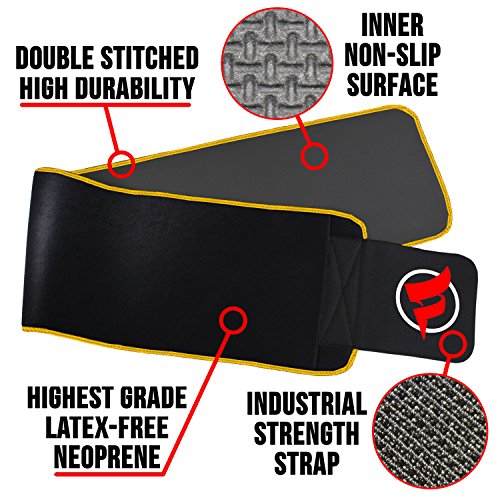 Fitru Waist Trimmer Sauna Ab Belt For Women & Men - Waist Trainer Stomach Wrap (Yellow, 8" X 42") #TOP2