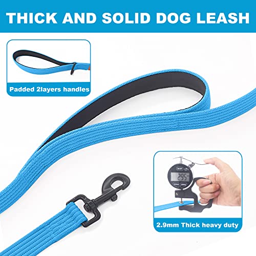 Lynxking Dog Training Leash Double Handles Dog Leash Heavy Duty 6Ft Webbing 2 Padded Handles Traffic Leash Safety Walking Lead For Medium Large Dogs 1" X6' Blue #TOP6