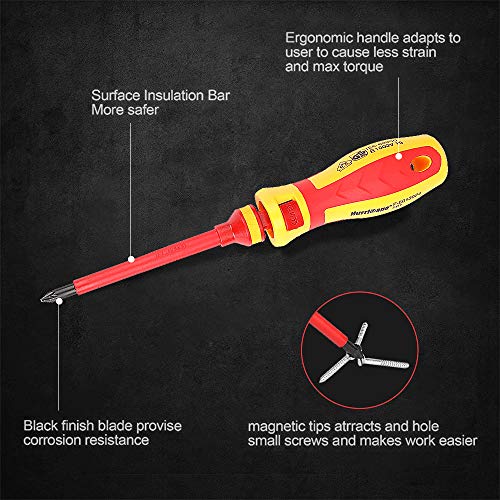 Eacker 1000V Insulated Screwdriver Set with Life-time Warranty Included,All-in-One Premium Professional 13-Pieces CR-V Magnetic Phillips Slotted Pozidriv Torx Screwdriver