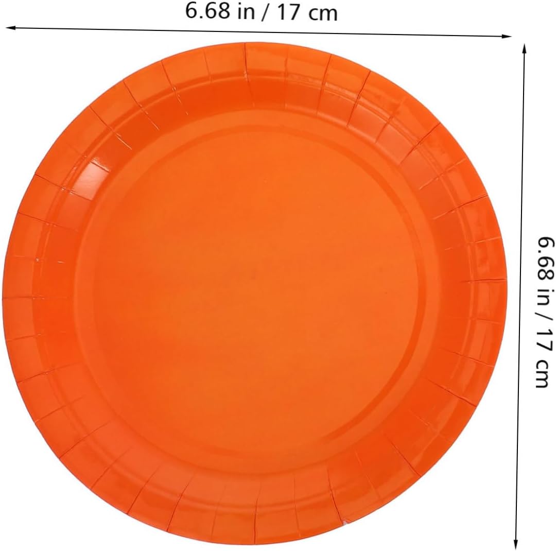Orange Party Tableware Set Single Use Plates Cups Napkins Cutlery Pe Tablecloth for Celebrations