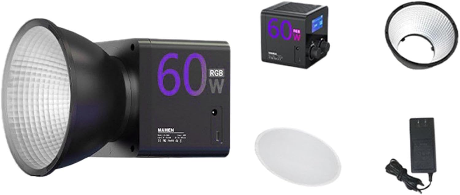 Handheld Portable Video Light, Live Streaming Atmosphere Lighting, LED Video Light with RGB & 24 Scene Modes, 60W 2500 6500K Adjustable Charging Type C for Outdoor & Shooting (B)