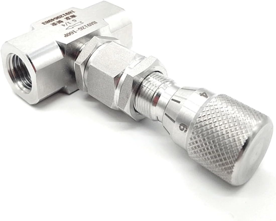 1pcs 1/8" 1/4" 3/8" 1/2" BSP NPT Female Straight Right-Angle 304 316 Stainless Steel Flow Micro Rregulating Metering Needle Valve Straight SS304(1/4",BSPP_Flow Hole 1.2MM)