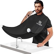 Beard Bib Beard Apron, Beard Bib Hair Catcher for Men Shaving, Non-Stick Beard Bib Apron for Men with Strong Suction Cups, Gifts for Men Husband, Grooming Kit for Men, Black | Non-Stick material